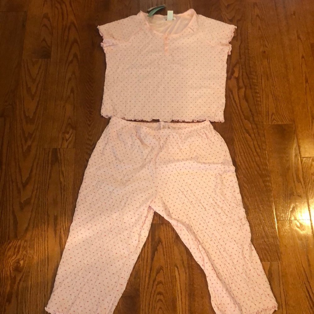 Vanity Fair 2 piece pink rose Capri pajama set size XL new